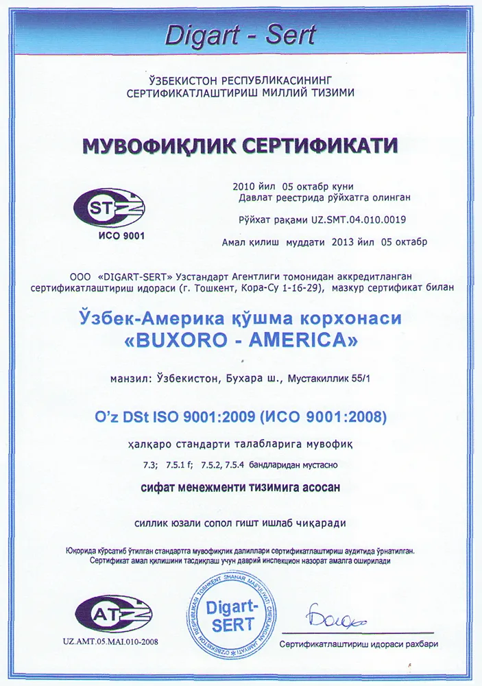 ISO 9001:2009 sertifikati